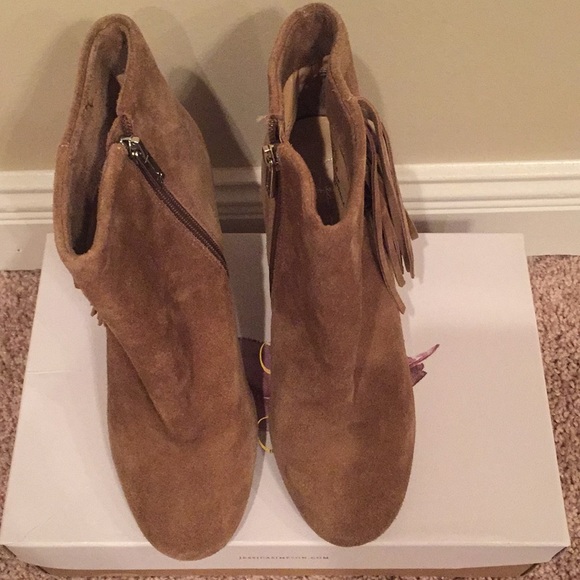 Jessica Simpson Suede Fringe Booties Sz 7.5 - Picture 6 of 8